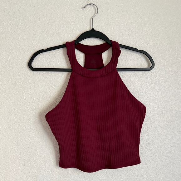 Alo Yoga Unite Wide Rib Bra Tank M Black Cherry - Picture 3 of 9